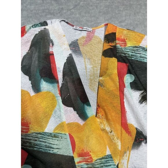 ZARA Women’s Dress Abstract Colorful Print V Neck Semi Sheer Size M - Picture 4 of 8